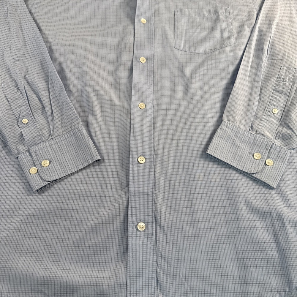 Banana Republic Relaxed Long Sleeve Button Up Blue Checker Shirt Mens Size Large - Picture 2 of 7